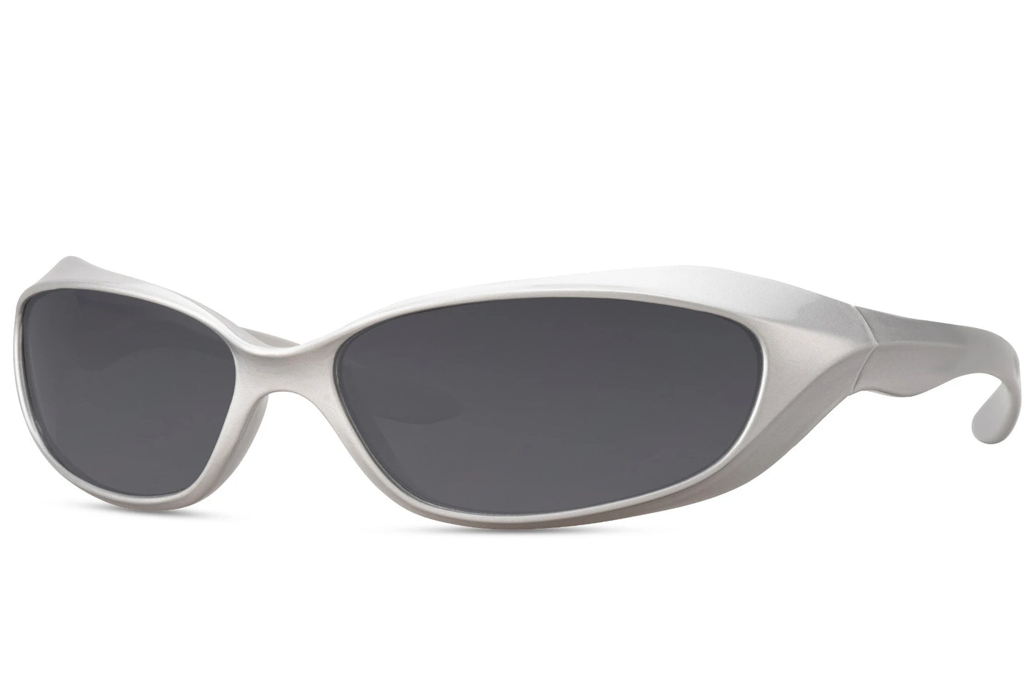 Smalle sølvfarvede hurtigbriller set fra siden