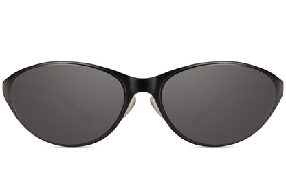 Sorte tynde hurtigbriller med store glas set fra front