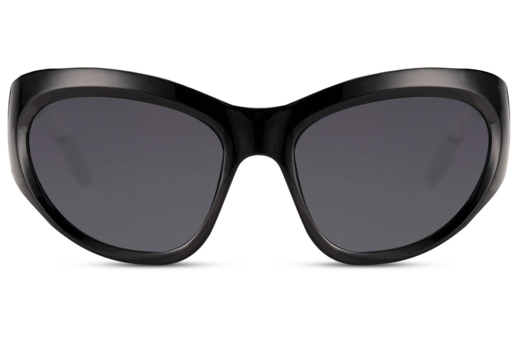Store cat eye hurtigbriller i sort set fra fronten