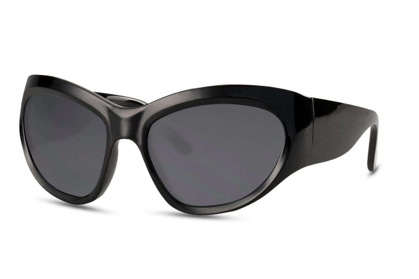 Store cat eye hurtigbriller i sort set fra siden