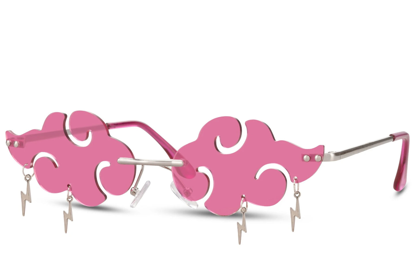 Tordensky solbriller med pink glas set fra siden