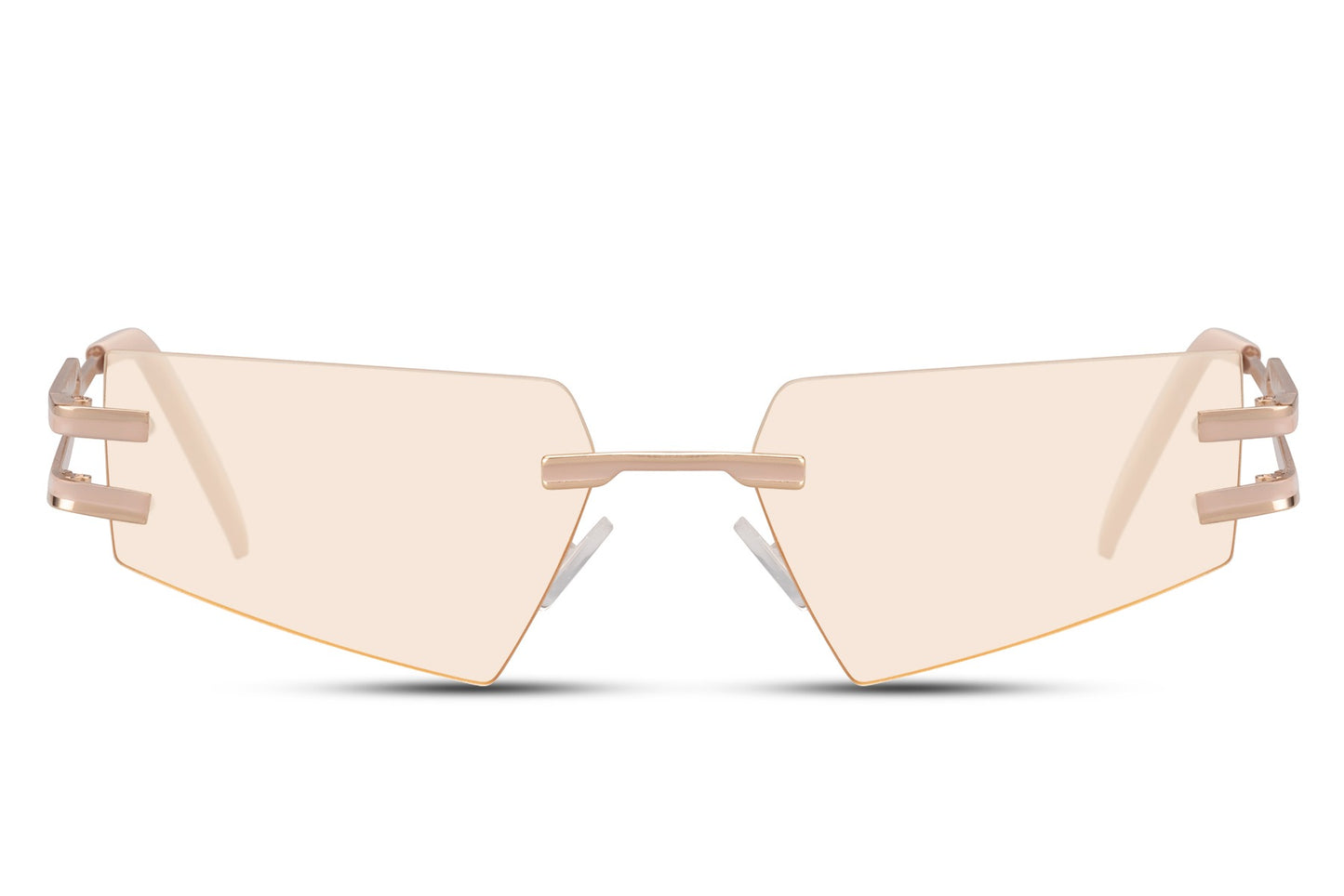 Udklædnings hurtigbriller med pink stel og pink glas set fra siden