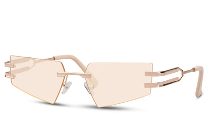 Udklædnings hurtigbriller med pink stel og pink glas set fra siden